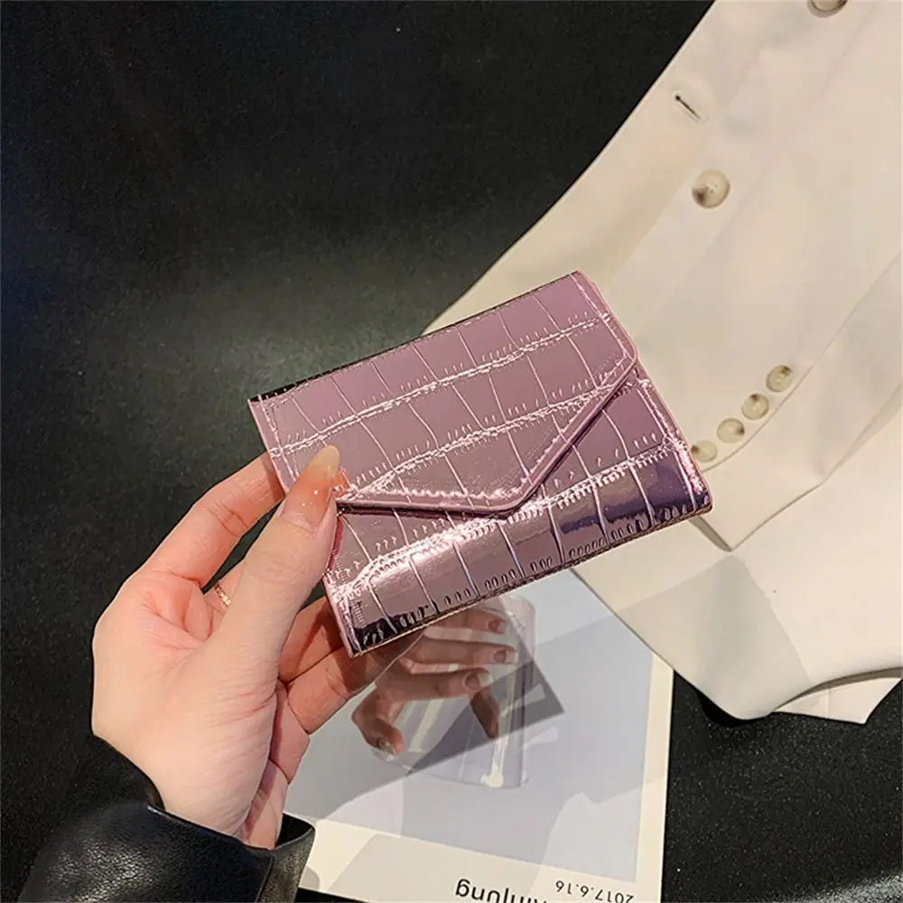 Fashion Short Mini Wallets Laser Stone Pattern Coin Purses Multi-functional PU Card Holder Women