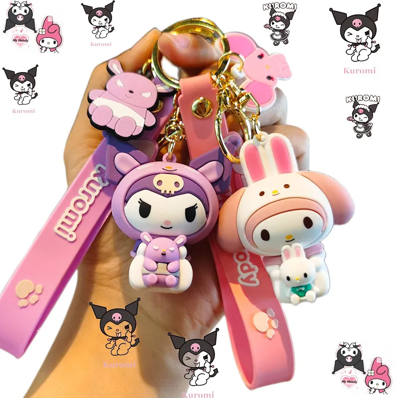 Sanrio Toys Kuromi Keychain Cinnamorol Little Twin Stars Melody Keyring Kawaii Fashion Girl Bag Pendant for Children Couple Gift