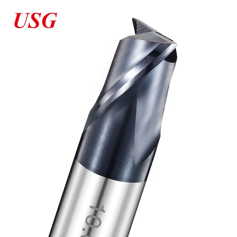 Tungsten Carbide HRC 65 Degree 2 Flutes ALTIN Coating End Mill Shank 4 6 8 10mm Harden for Aluminum Alloy Milling Cutter