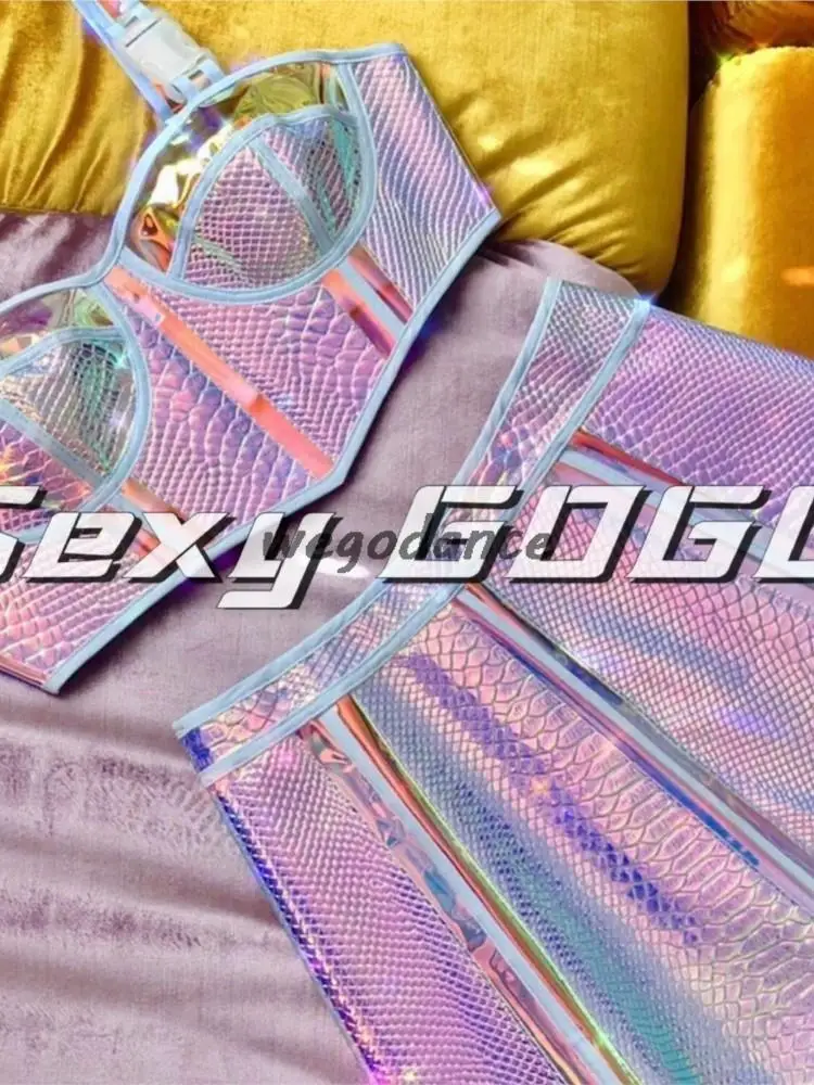 Sexy GOGO Sexy Colorful Leather Customized Bar GogoDs Party Interactive Performance Dress