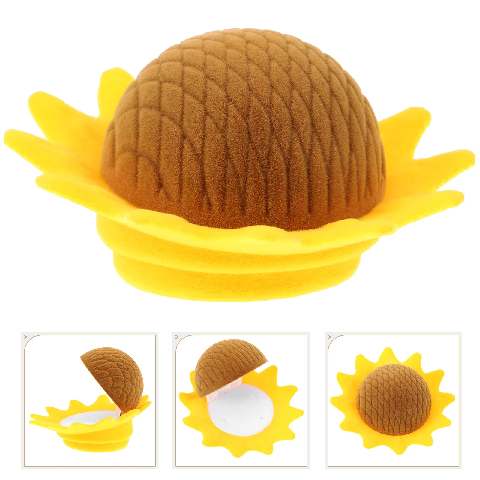 

Sunflower Jewelry Box Trinket Organizer Mini Desktop Exquisite Earring Case Adornment Flocking Storage Holder Supply