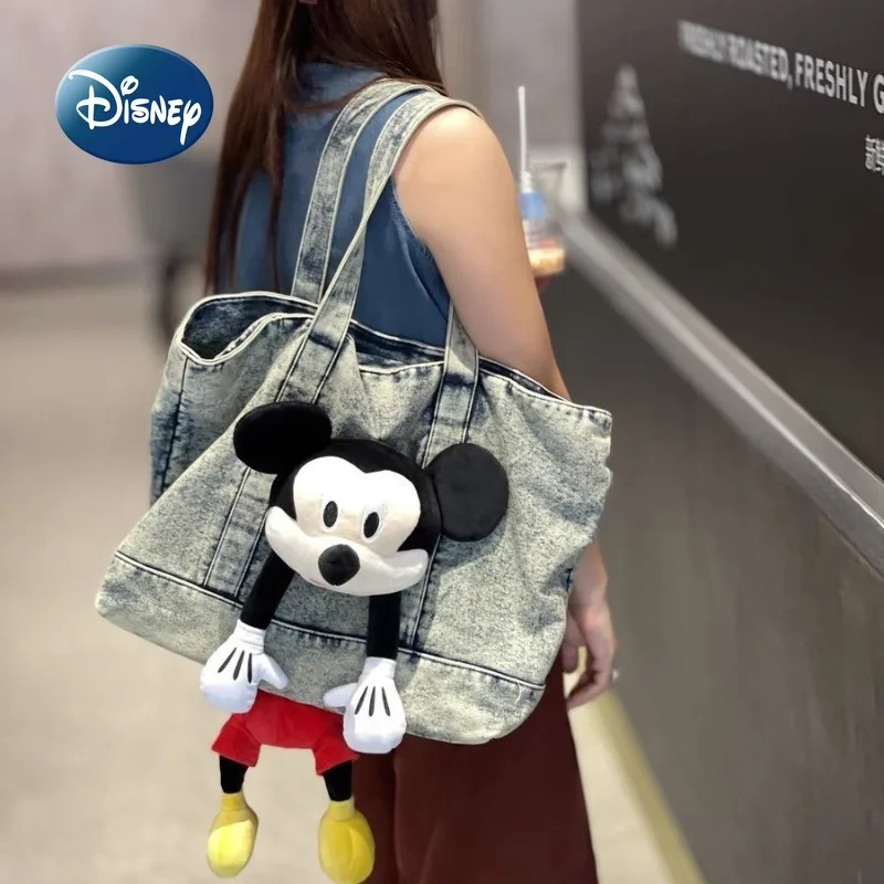 ديزني ميكي حقيبة يد نسائية جديدة سعة كبيرة دمية موضة حقيبة كتف نسائية عالية الجودة الكرتون حقيبة حمل فاخرة عادية