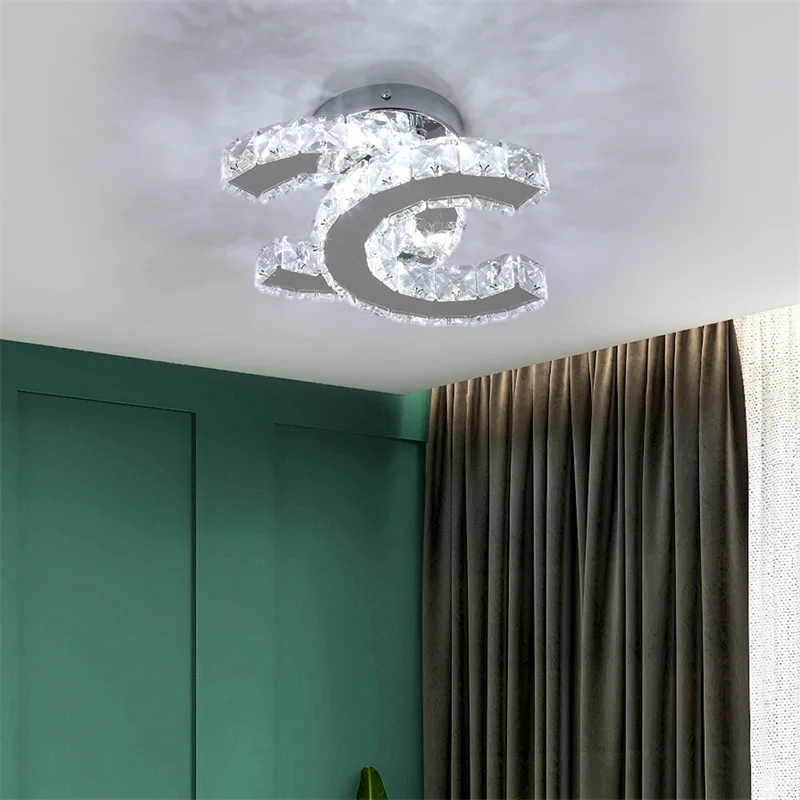 Modern K9 Crystal Chandelier Led For Dining Room Stainless Steel Ceiling Lamp Light Fixture Kitchen Lustres Luminaire Pendant