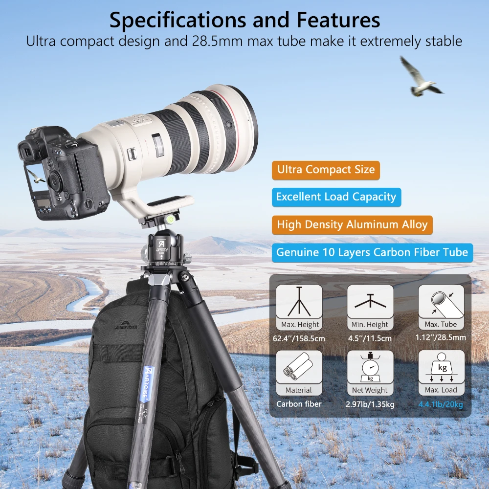 ARTCISE CT70C 158cm カーボンファイバー三 - Camera Tripod Carbon のレビューと価格