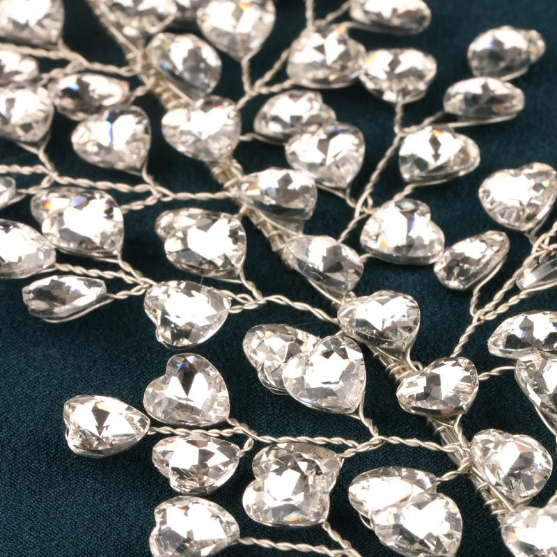SLBRIDAL Handgefertigte Braut-Tiara mit Mehrfach-Kristallen, Strass und Perlen, Hochzeits-Kopfschmuck, Haaraccessoires für Frauen und Mädchen – Detail 8