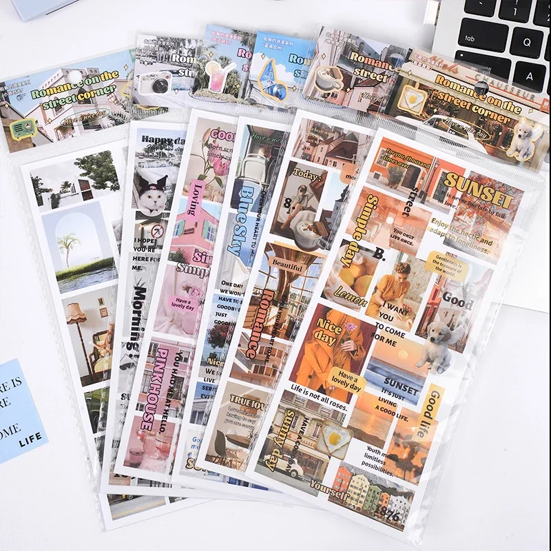 Journamm 2pcs/pack PET Travel Theme Stickers Collage Junk Journal DIY Scrapbooking Adhesive Decor Photo Album Ins Craft Stickers