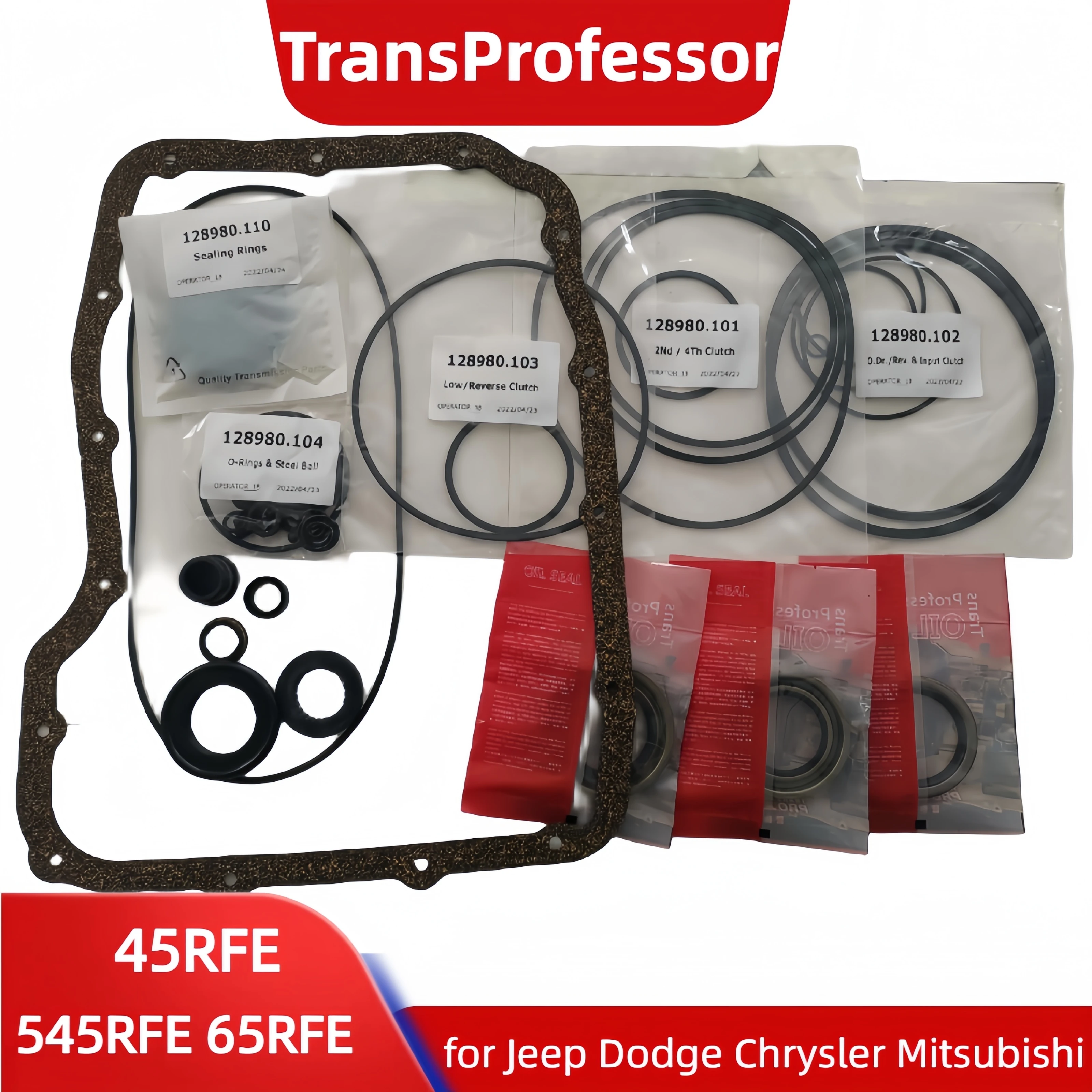 

45RFE 545RFE 65RFE Transmission Repair Rebuild Overhaul Kit for Jeep Dodge Chrysler Mitsubishi OHK Rebuild Gaskets Oil Seals