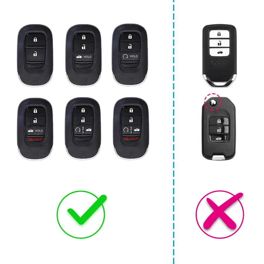 Slim Car Key Fob Case Cover Keychain For Honda Civic Accord CR-V HR-V ZR-V Pilot Vezel Odyssey Passport CRV Black Transparent