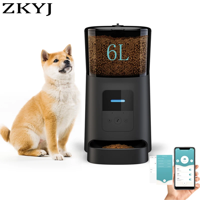 

6L Large Capacity Intelligent Wifi Automatic Pet Feeder for Cats Dogs Smart Food Dispenser Remote Control APP Timer Pet Feeding