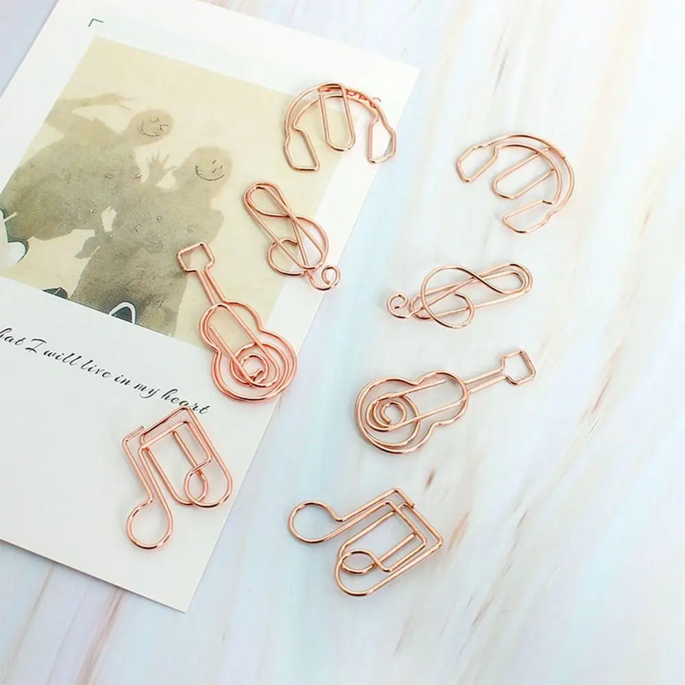 

10pcs Metal Memo Music Note Paper Clips Clip-on Index Bookmark Metal Paper Clips Music Note Guitar Creative Bookmark Clip Office