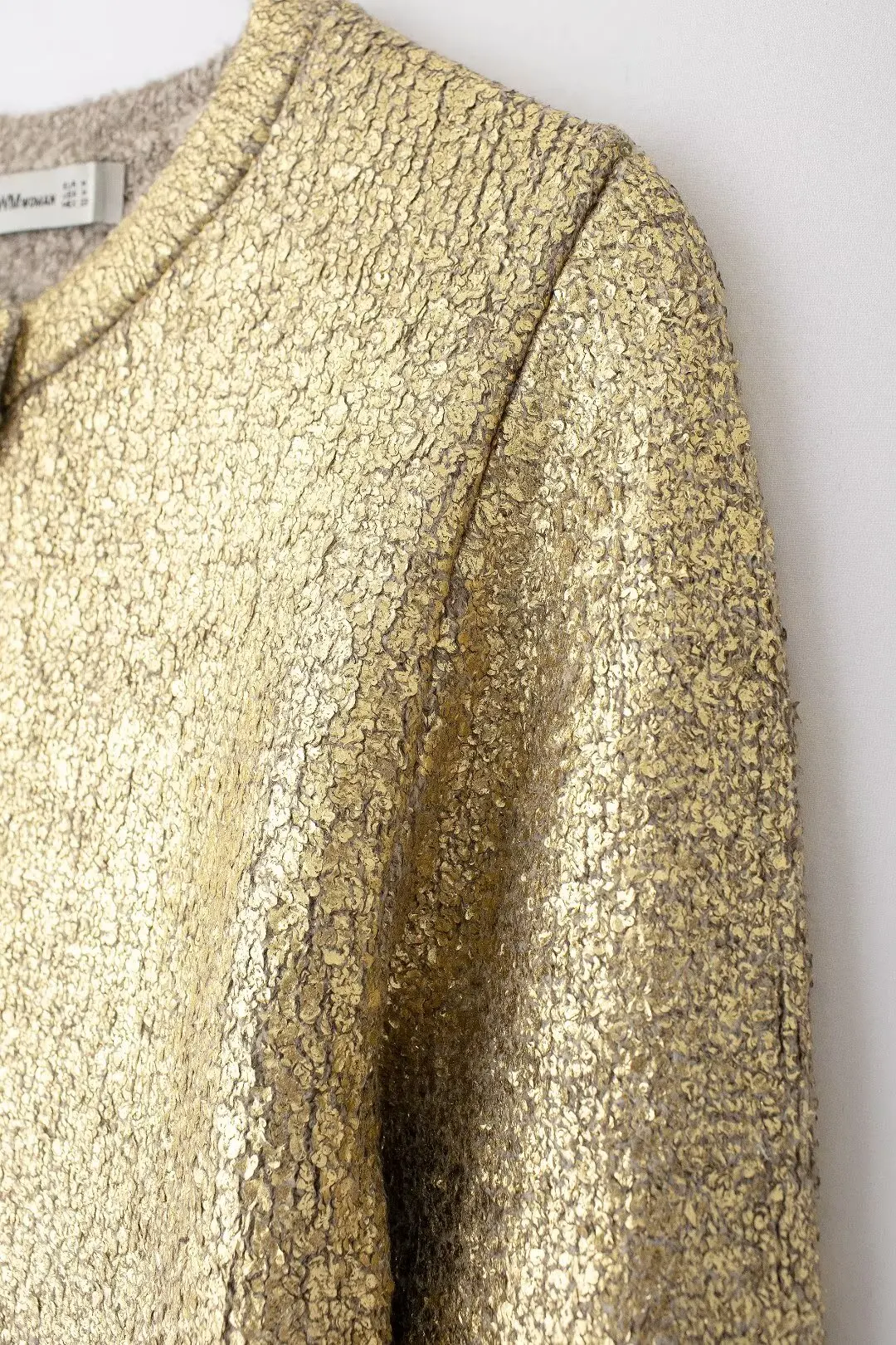 Women's New Fashion Metal Foil Decoration O Neck Single Breasted Knitted Coat Retro Long Sleeve Pocket Women's Coat Chic Top