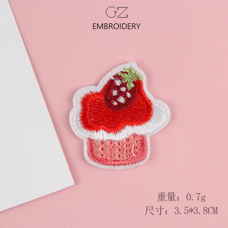 50pcs/Lot Luxury Anime Embroidery Patch Ice Cream Doughnut Lollipop Cake Popsicle Strawberry Shirt Clothing Decoration Craft Diy