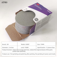 1Pcs 3M 02087 Trizact Foam Disc Back Flocking Sponge Dry Grinding  Sandpaper Car Paint Repair 3000 Mesh Grit 75MM 3Inch Abrasive