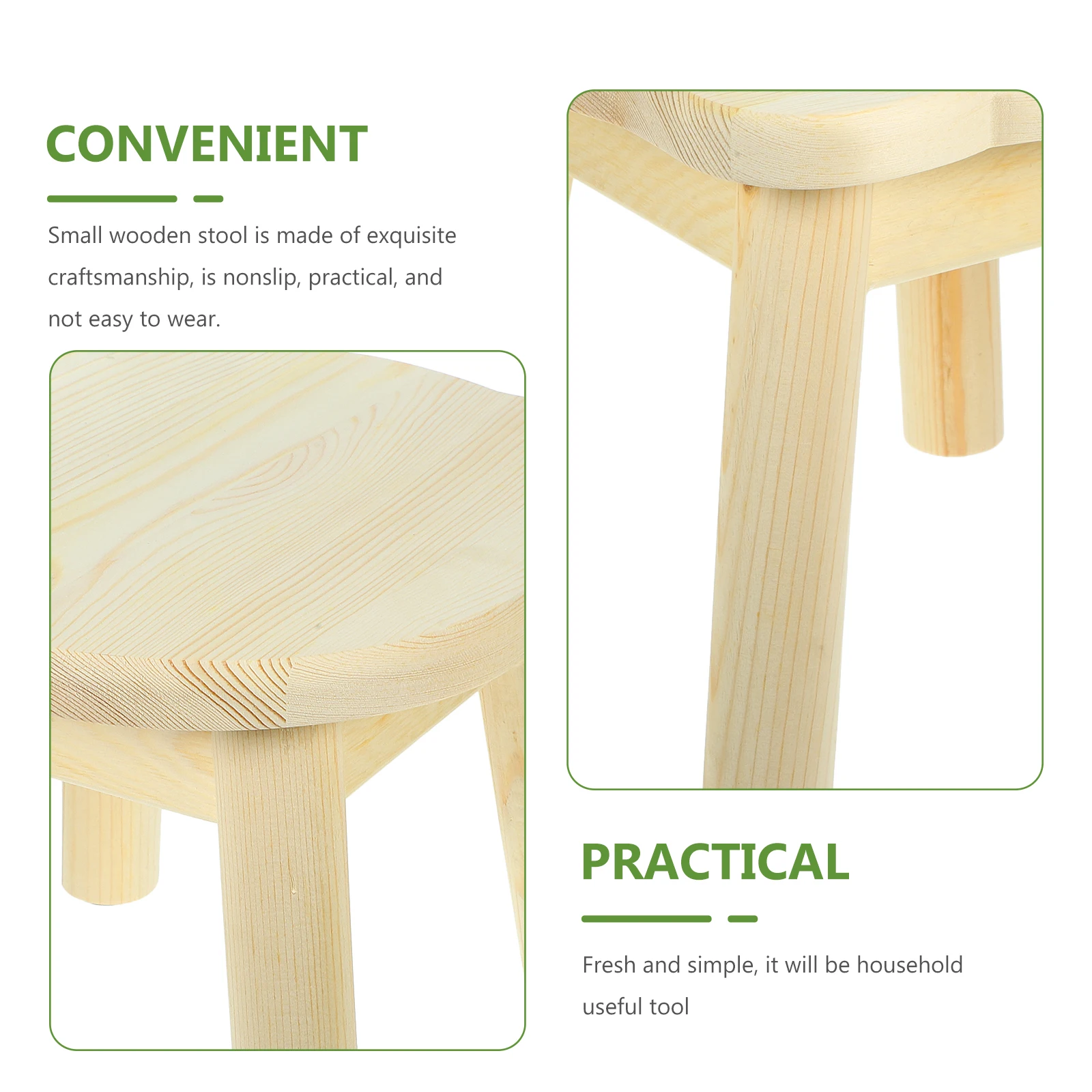 

1pc Cute Wooden For Kids Non-Slip Step Small Wood For Home Toddler Round Low Changing Shoes Classroom Mini Sitting Stool