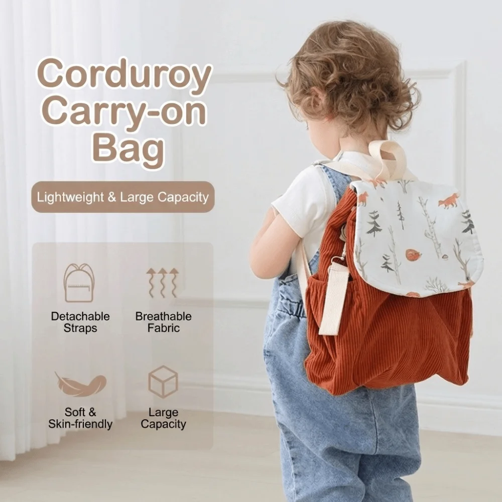 Solid Color Baby Anti Lost Backpack Anti Lost Strap Corduroy Corduroy Backpack Lightweight Adjustable Toddler Backpack Gift
