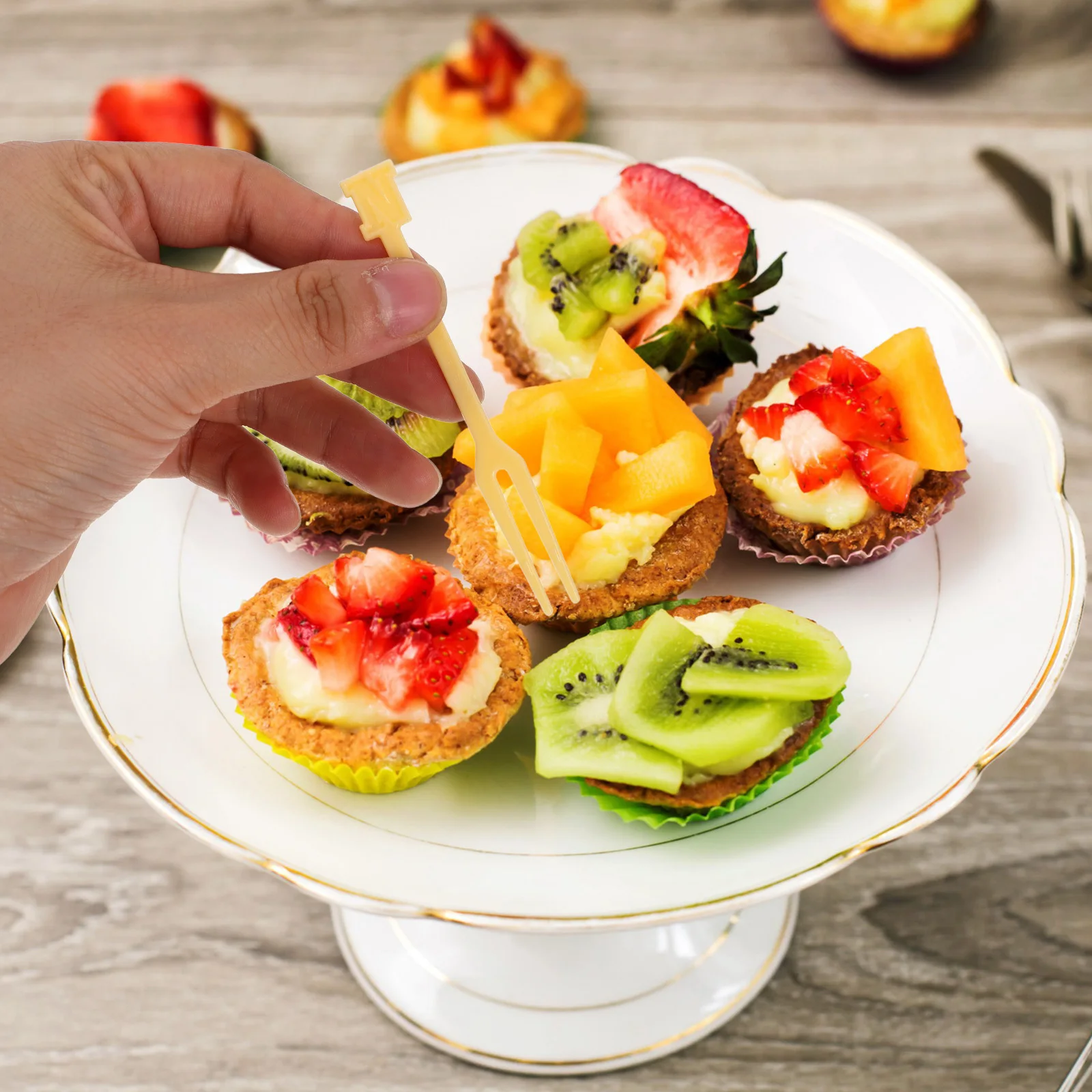

130 Pcs Fruit Fork Set Colorful Reusable Forks Cute Food Picks Toothpicks Appetizer Tableware