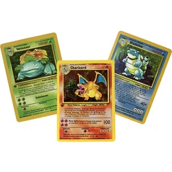 3Pcs 1996 Years English Cards First Partner PTCG Charizard Blastoise Venusaur Game Anime Collection Cards Gift Toy for Childrens