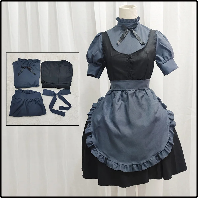 

Halloween Maid Cosplay Costume Dark Lolita Dress Cafe Waiter Uniform Women Anime Stage Performance Suit Japanese Maid Outfit