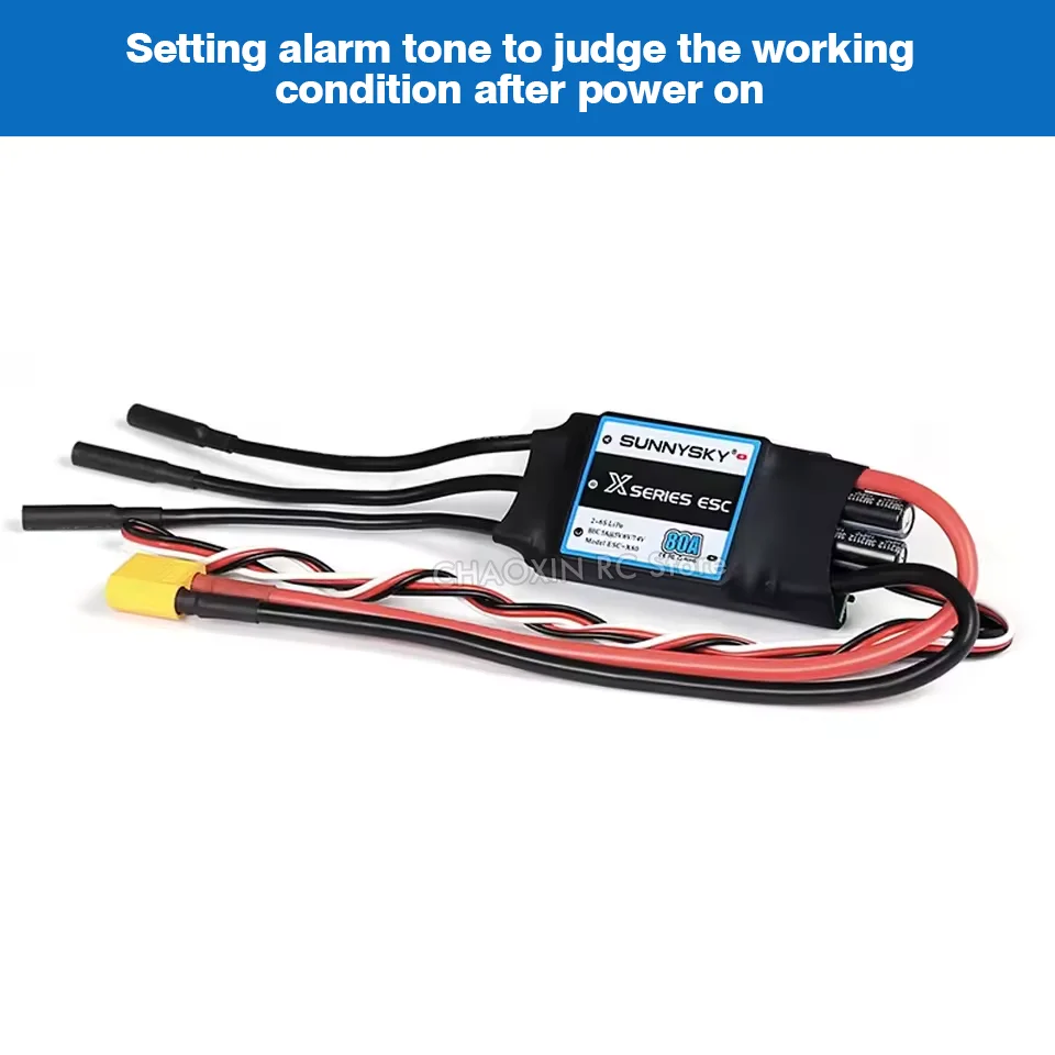 SunnySky X-SERIE ESC 80A 2-6S LiPO ESC 8-bit C8051 kern ingebouwd 5V/6V/7,4V, 5A verstelbare BEC super anti-interferentie