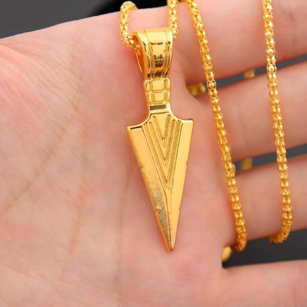 Men's Fashion Alloy Triangle Spear Head Pendant Necklace Hip Hop Fashion Jewelry