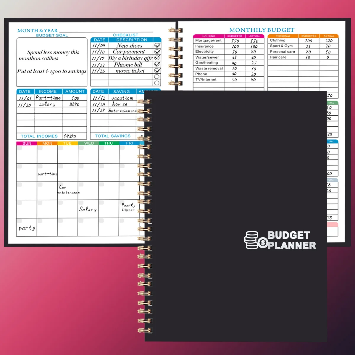 Imagem -02 - Pvc Hardcover Orçamento Livro com Expense Tracker Orçamento Planner Mensal sem Data Orçamento Planejador 50 Folhas