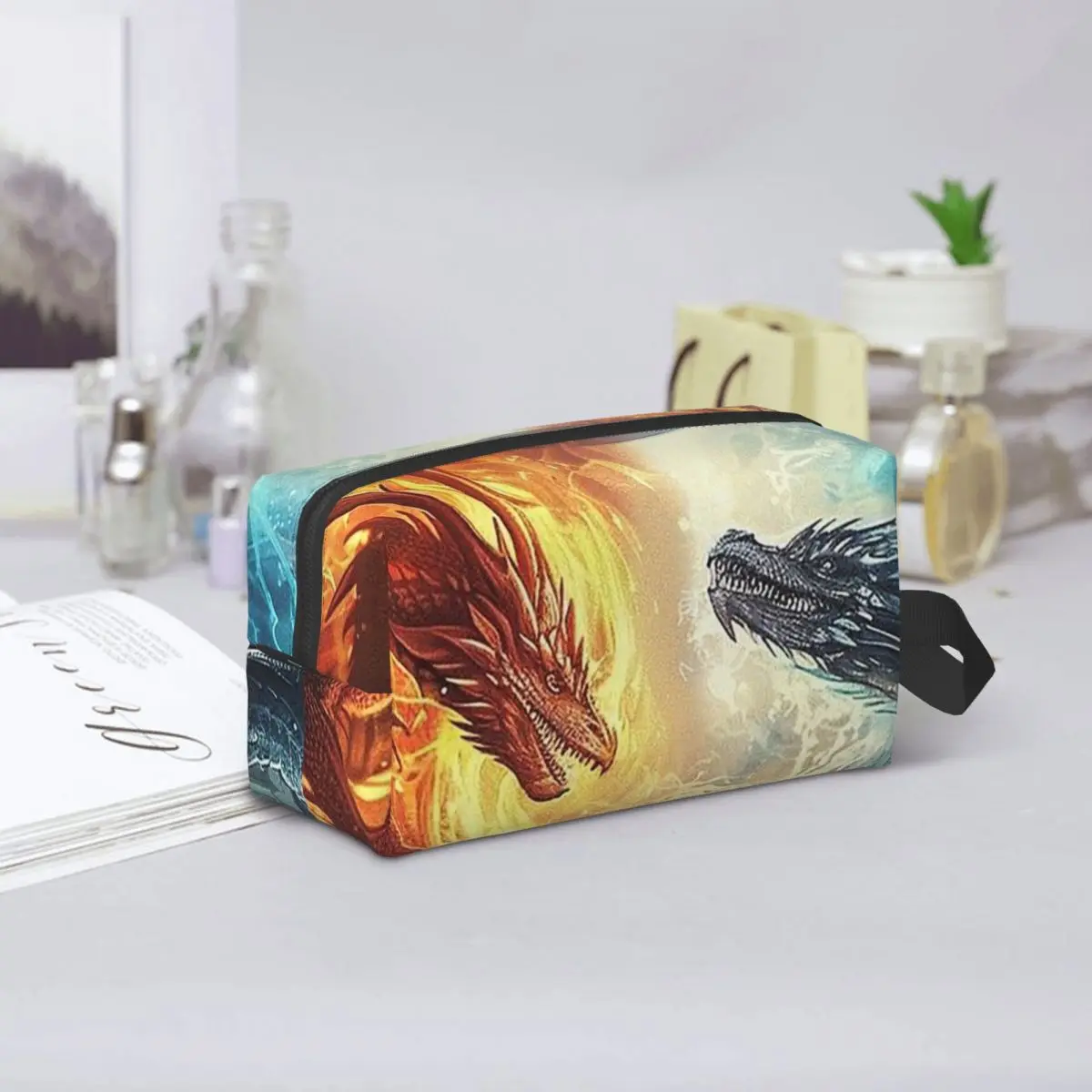 Red Fire Dragon Makeup Bag Cosmetic Organizer Storage Dopp Kit Toiletry Cosmetic Bag for Women Beauty Travel