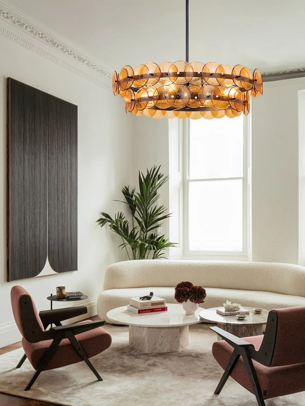 Murano Collection Round Linear E14 Dimmable LED Chandelier