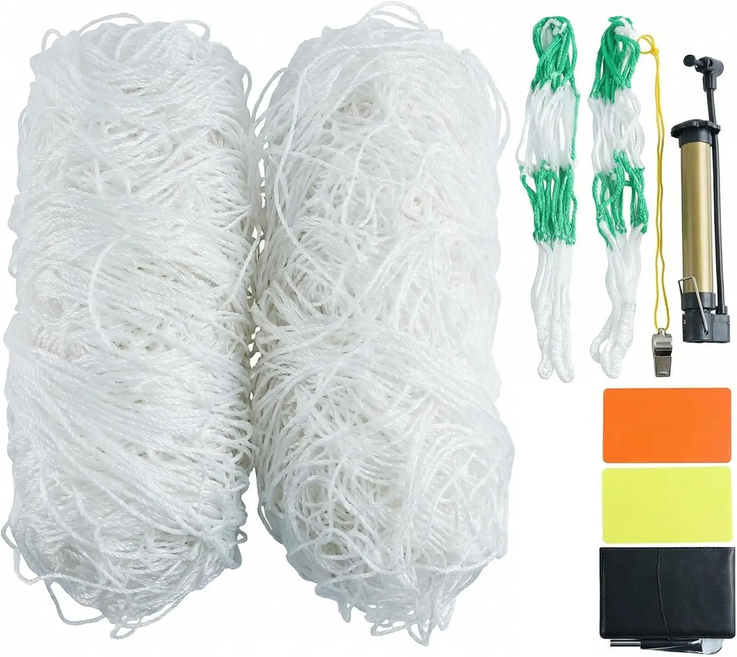 

2 Pcs Soccer Goal Nets, 24x8FT, 20x6.5FT, 10x6.5FT Polyethylene Polyester Football Net Set - Heavy Duty Full Size