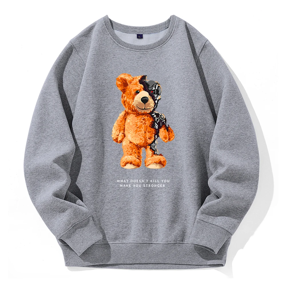 Teddy Bear Show You What I Am Really Look Like Tracksuit Men Street Sports Hoodies Loose Oversized Hoody Basic Casual Sweatshirt