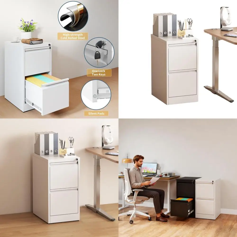 

Белый вертикальный шкаф для документов повышенной прочности с замком, 2 ящика, подходит для форматов Letter, Legal, A4 и F4, требуется сборка