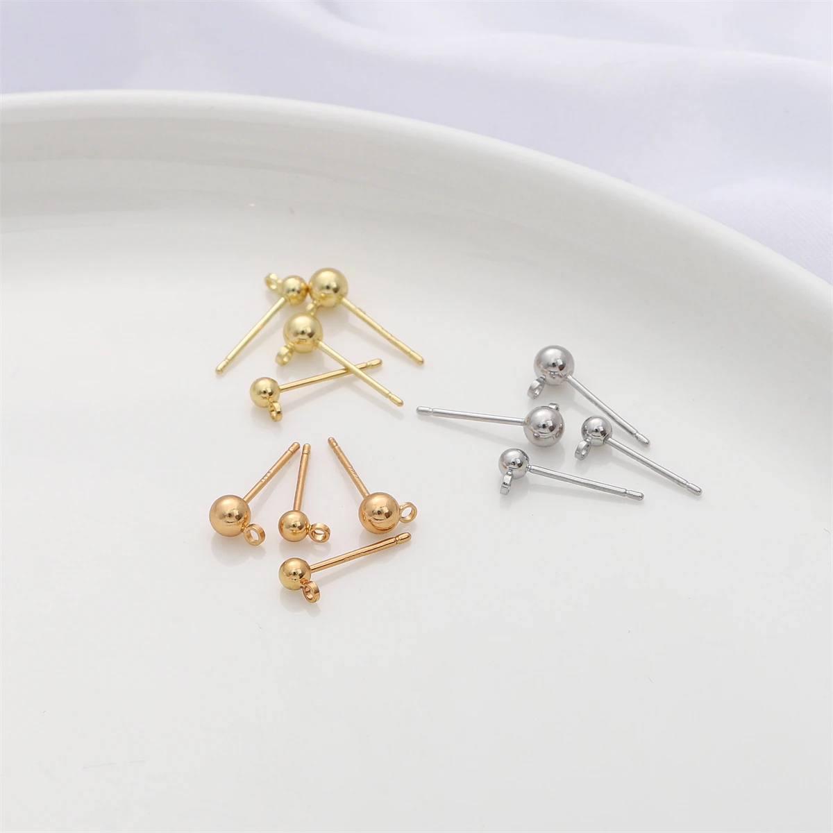 1Pair 14K/18K Platinum Silver Gold Plating 925 Sliver Brass Pin Stud Earings For Women's DIY Jewelry Finding Making Accessories