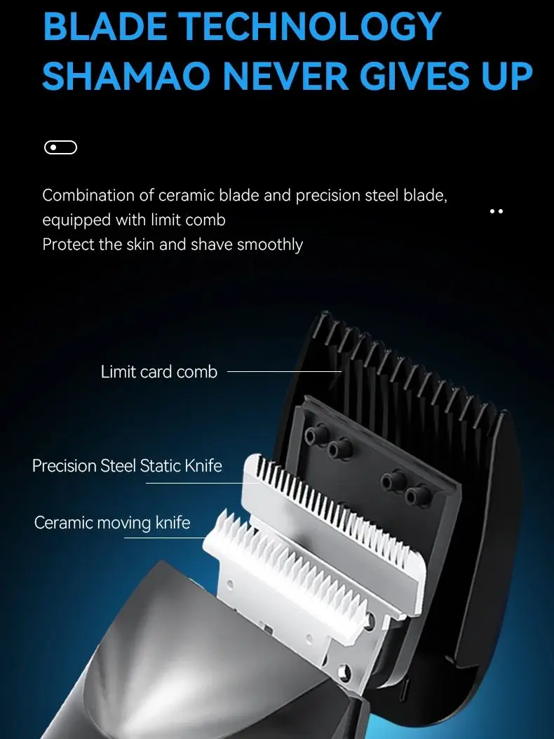 Kemei KM-1840 Waterproof Hair Trimmers For Men Multi-functional Cordless Rechargeable Electric Hair Clipper Body Hair Shavers