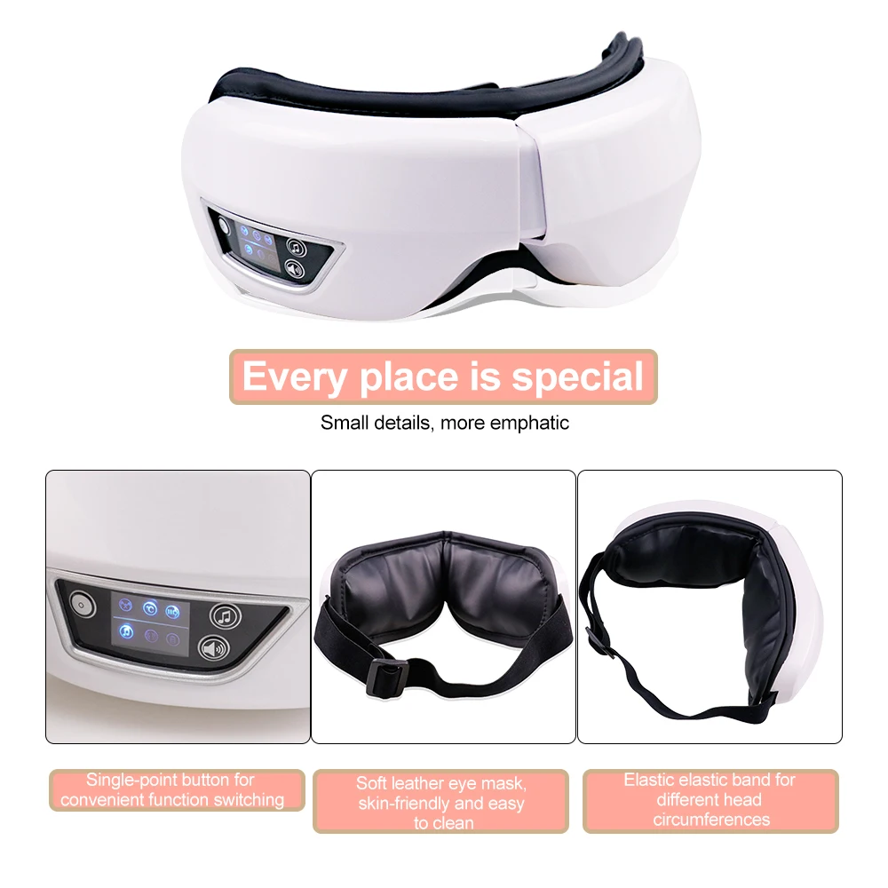 Smart Foldable Eye Massager with Bluetooth Music 6D Air Pressure Compress Eye Care Eye Strain Relief Fatigue Sleep Aid Travel
