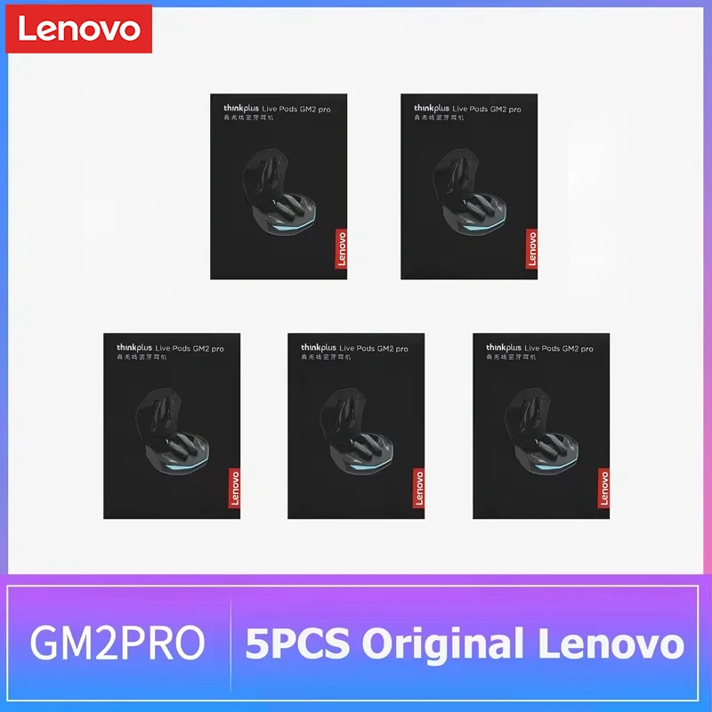 5PCS Original Lenovo GM2 Pro TWS Wireless Headphones Bluetooth 5.4 Earphones Touch Control HD Earbuds Sports Headphone with Mic