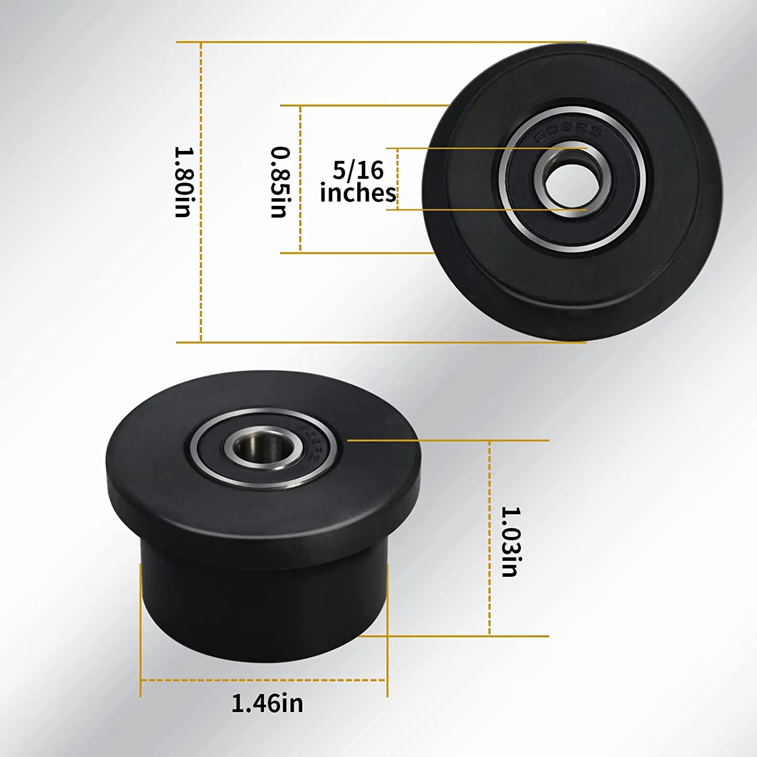 Machined Wheels/Rollers Compatible Total Gym Replacement, Fits Models 1000,1100,1400,1500,1600,1700,1800,1900,Achiever,Force