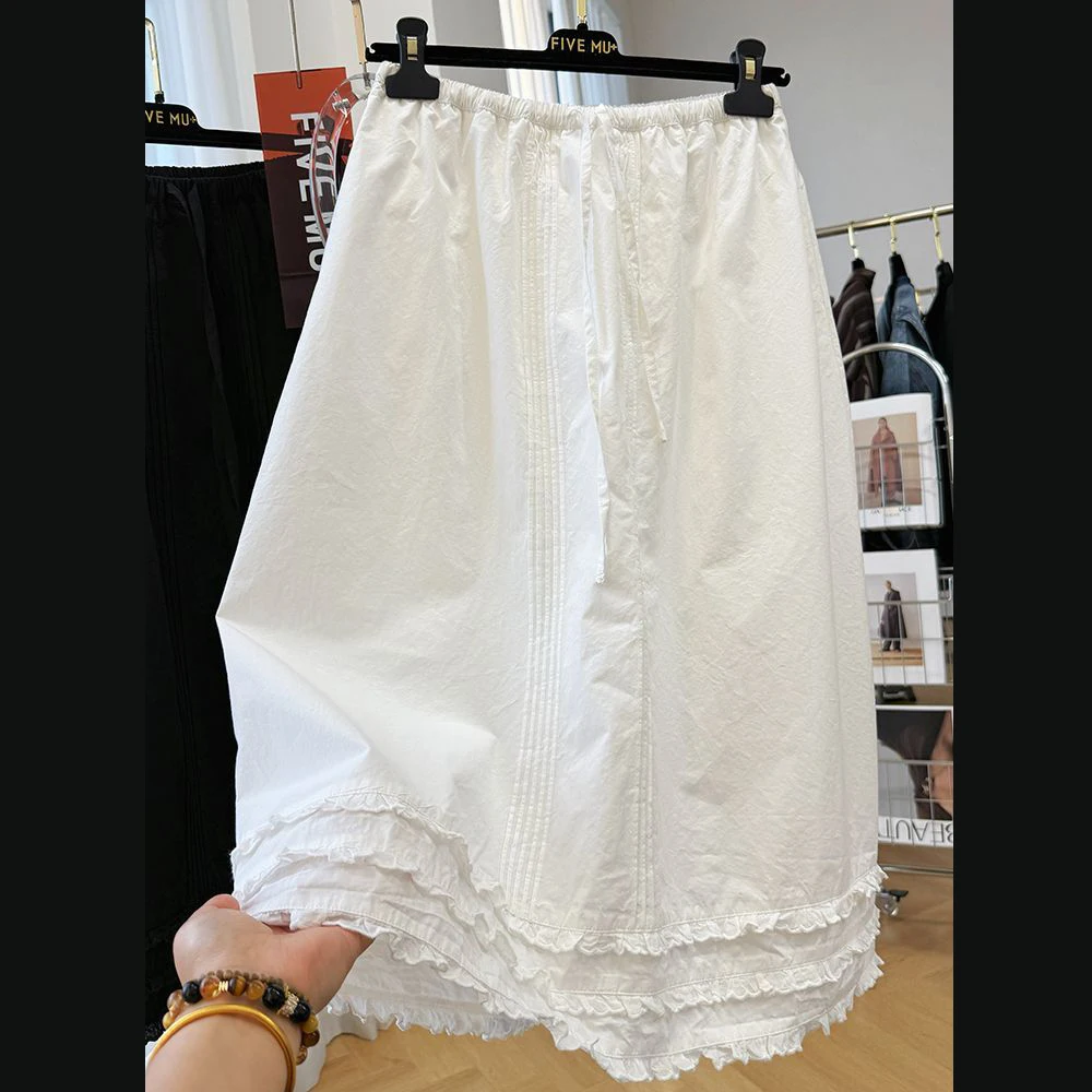 

Korean elastic waist women's clothing spring and summer skirt women's spring thin fungus edge A-shaped skirt children