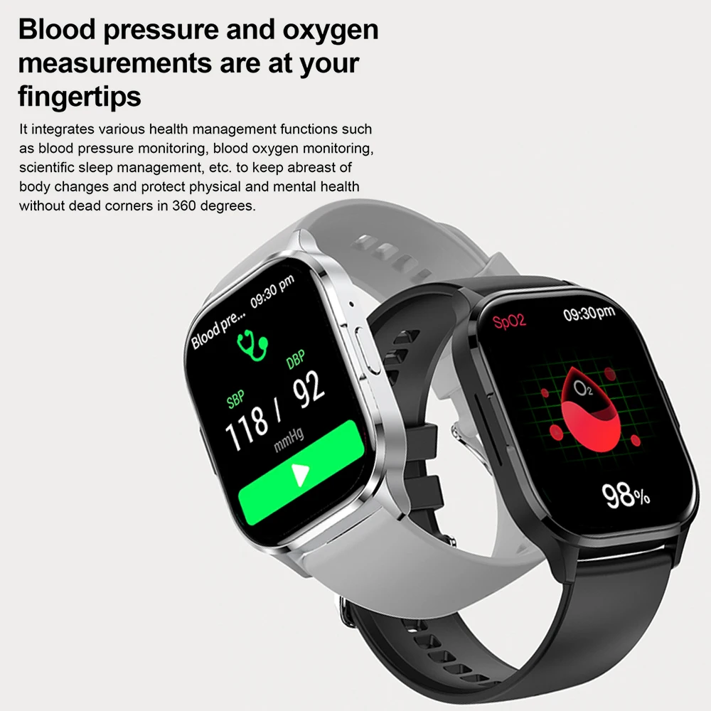 AMOLED 2.01 "ผู้ชายผู้หญิงฟันสีฟ้า Call กีฬาฟิตเนสสมาร์ทนาฬิกา Heart Rate กันน้ํา Voice Assistant นาฬิกา NFC Smartwatches