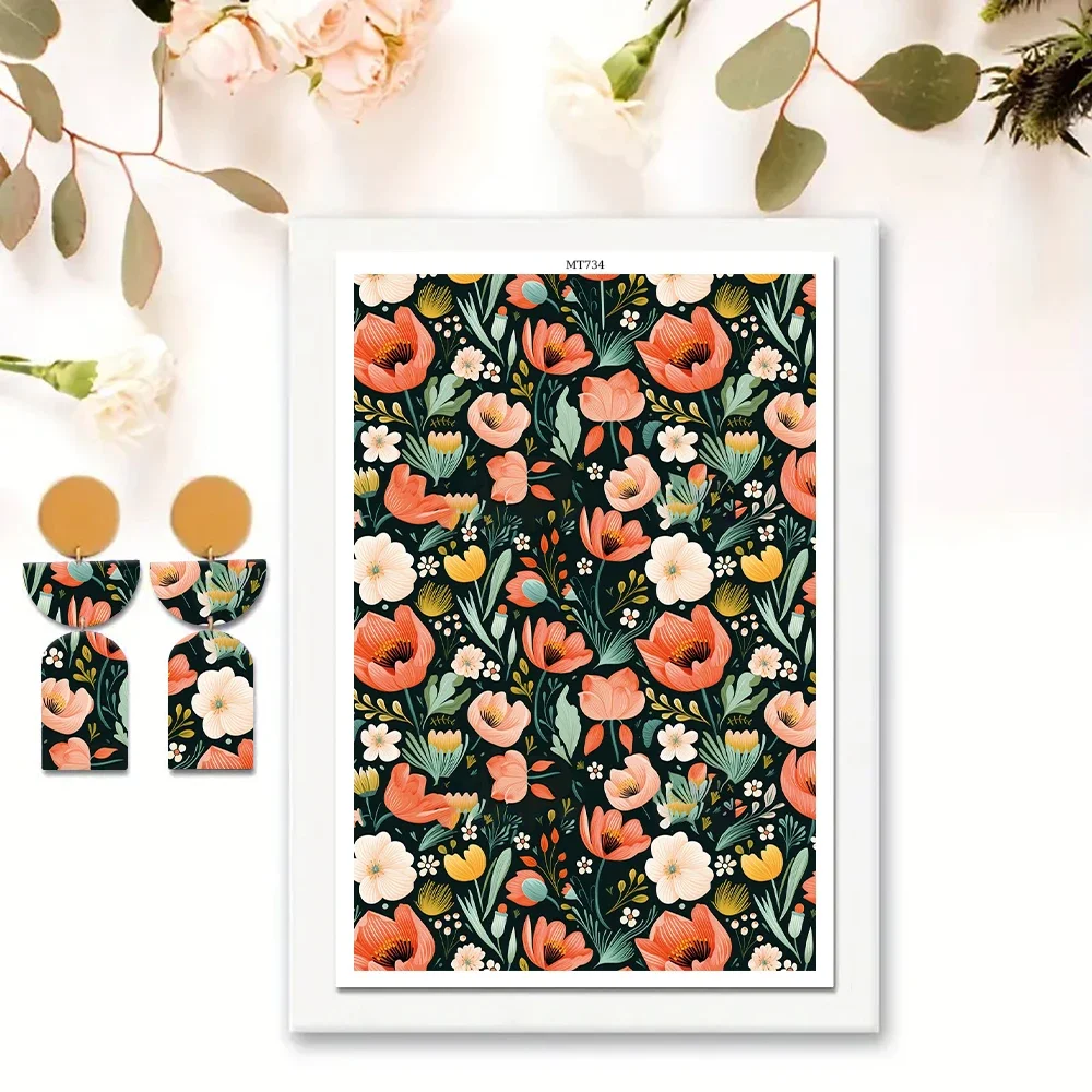 زهرة الرخام نمط بوليمر كلاي نقل الألوان المائية ورقة النقش الطباعة النمذجة ورقة السيراميك الحرفية الفخار صنع أداة #4