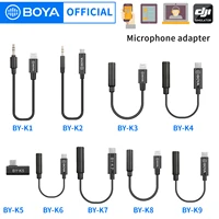 BOYA-Adaptador de micrófono BY-K1-K9, convertidor de Audio de 3,5mm para iphone y Android, Cable de extensión de micrófono