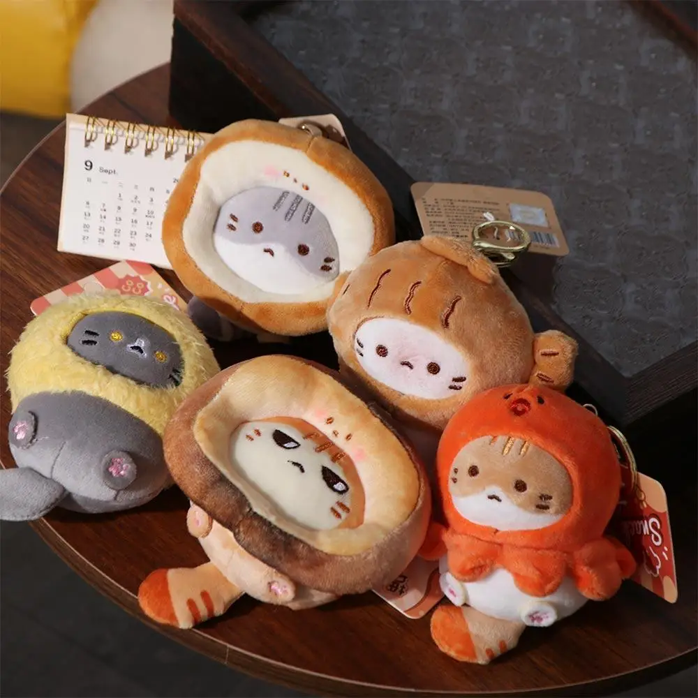 Small Food House Series Toast Cat Plush Pendant Caramel Toast Fried Shrimp Caramel Toast Cat Plush Keyring Bream Yaki Takoyaki