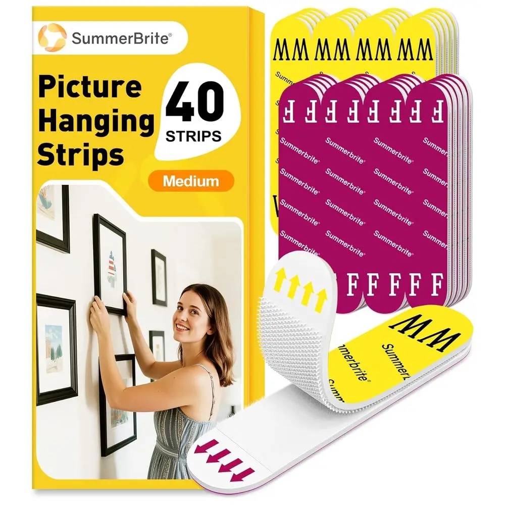 Heavy-Duty Picture Hanging Strips, Damage-Free, No Nails or Tools Needed, Adhesive Strips Kit for Posters and Home/Office, 40 St