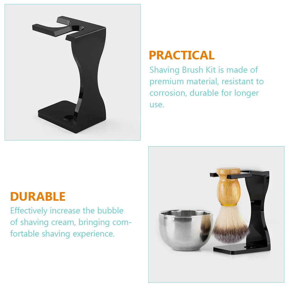 1 مجموعة 1 مجموعة فرشاة حامل حامل الحلاقة الاكريليك وعاء من الفولاذ المقاوم للصدأ فرشاة اللحية رف أداة الحلاقة حامل لوازم الحلاقة