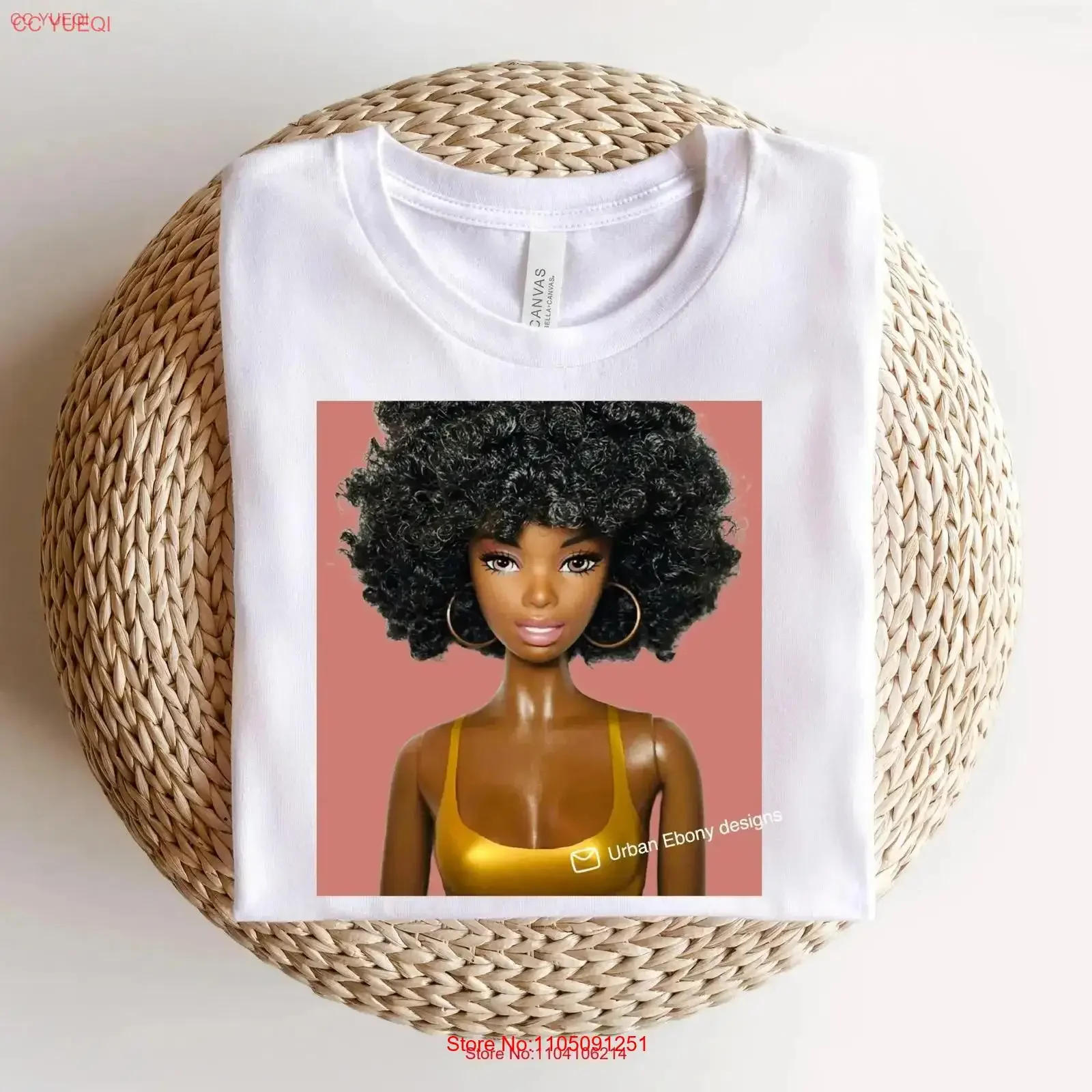 

Brown doll Trendy shirts for Black women Urban Ebony Designs vintage Washed Stylish Stretched Versatile Casual graphic Soft