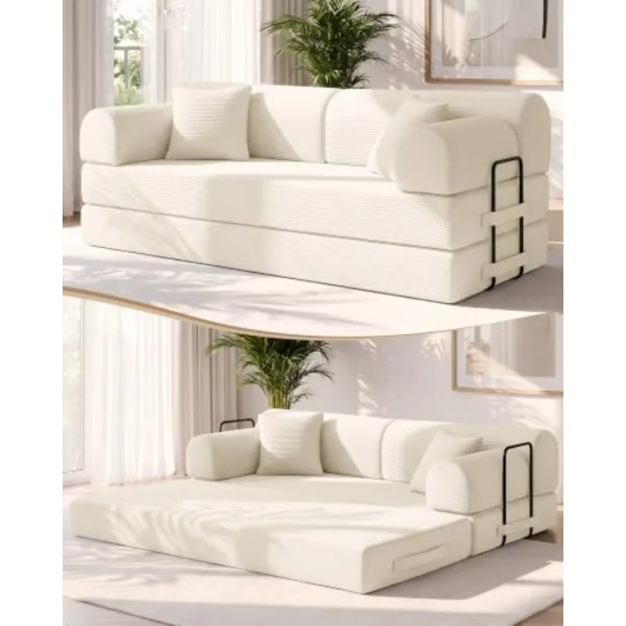 78.8 Convertible Sofa Bed for Living Room, Fabric Upholstered, Gray, Easy Pull-Out Mechanism and High Back Support