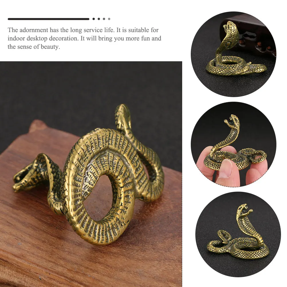 

Retro Cobra Ornament Brass Animal Decoration Mini Vintage Snake Statue Shape Crafts Household