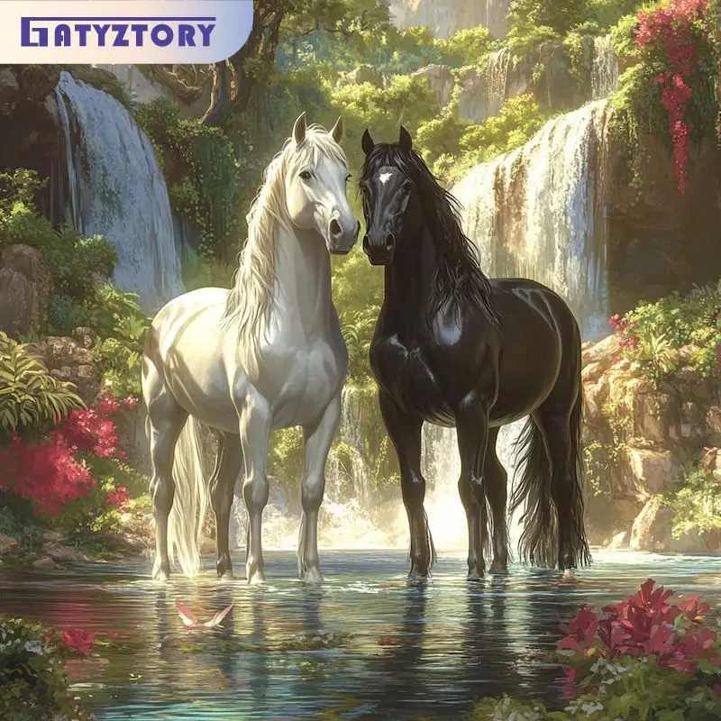 

GATYZTORY Horse Paint By Numbers Painting Decor Canvas Painting Animal Canvas for Painting Kits DIY Paint With Numbers