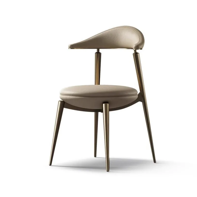 Leather dining chair high-end household walnut backrest study minimalist book chair