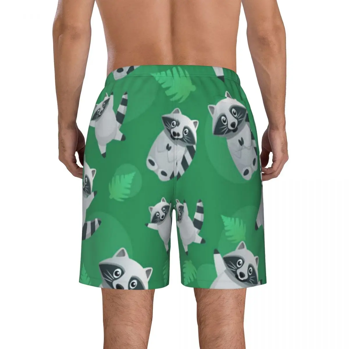 Men's Swimming Shorts Tropical Racoon Pattern Trunks Beach Wear