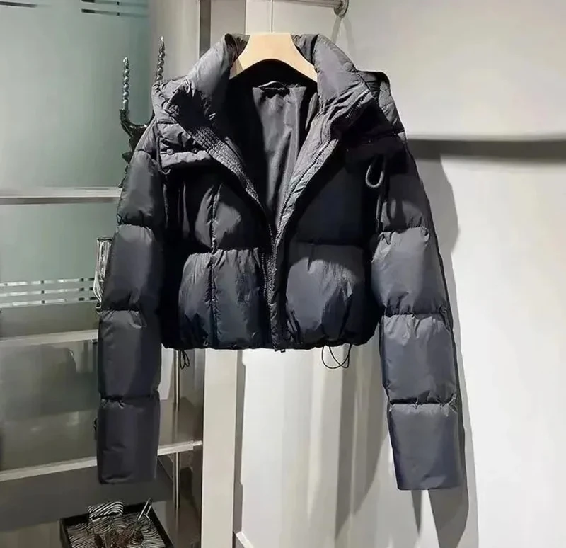 سترة نسائية مبطنة بالقطن كاجوال متعددة الاستخدامات سترة شتوية نسائية بسيطة راقية ملابس خارجية قصيرة للسيدات