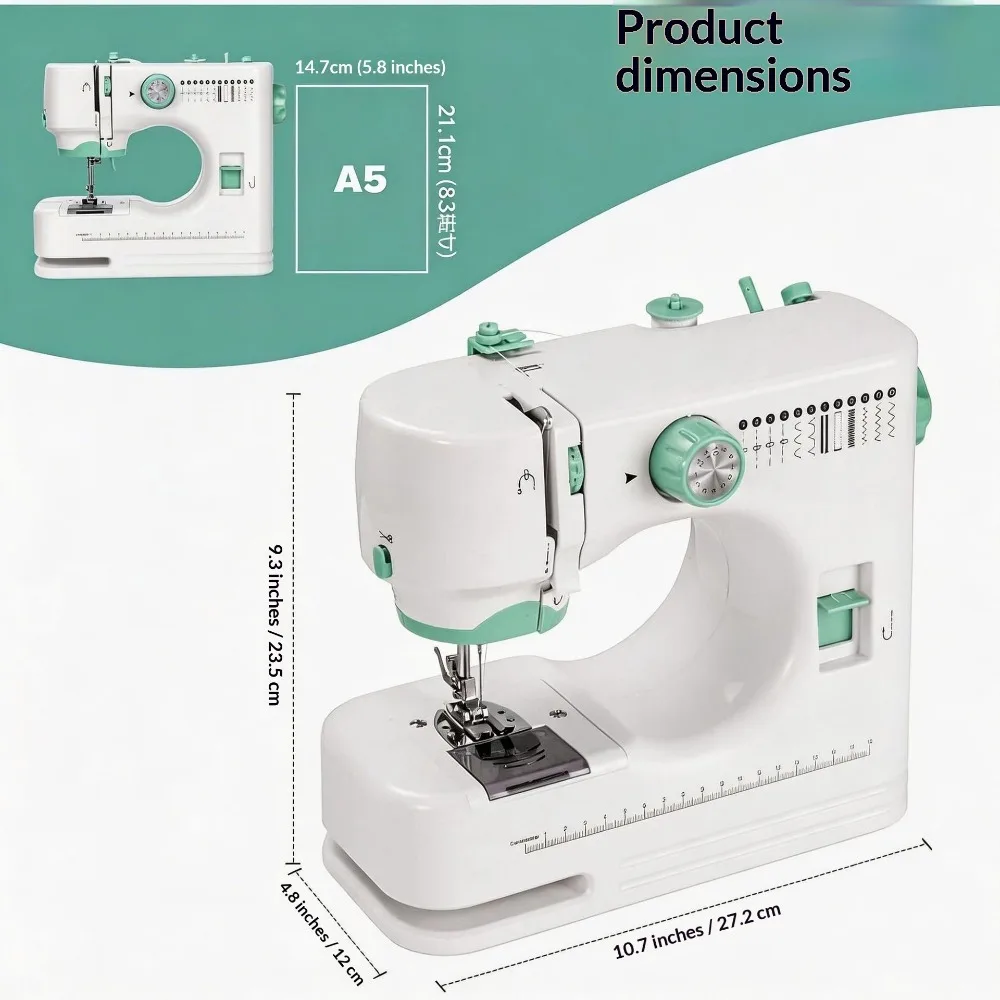 Mini Home Electric Sewing Machine Multifunctional Latbed Tailor Machine Double Needle Double Line 12 Stitch Types